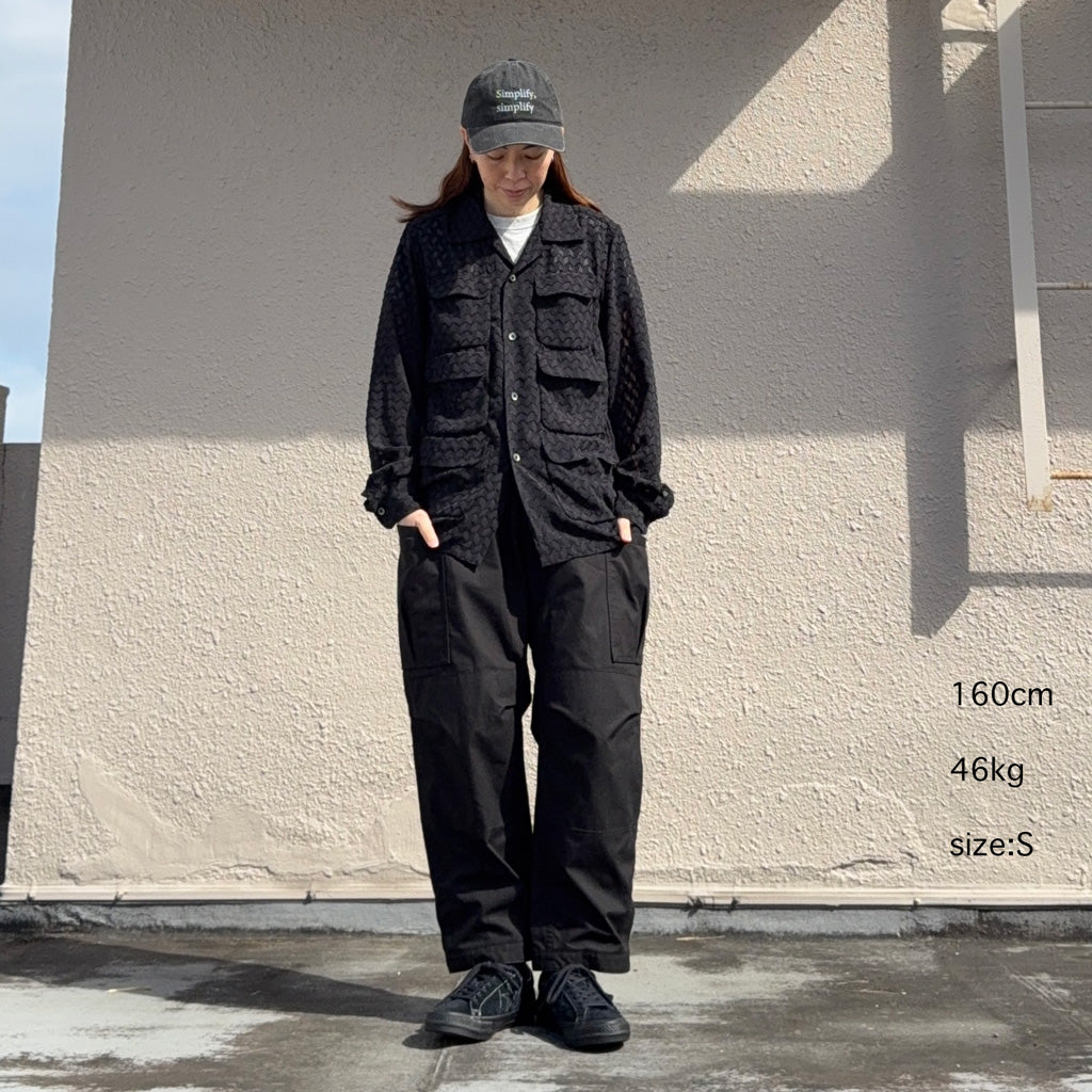 SASSAFRAS : OVERGROWN PANTS 4/5-ARMY RIPSTOP (BLACK)