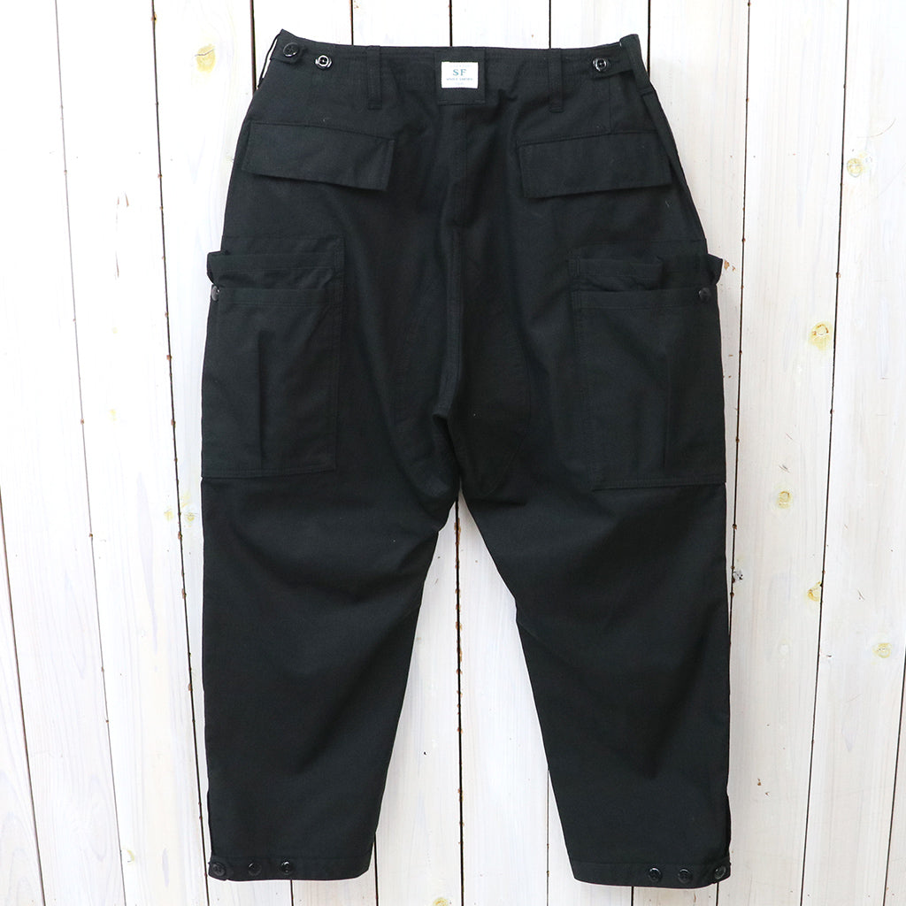 SASSAFRAS : OVERGROWN PANTS 4/5-ARMY RIPSTOP (BLACK)