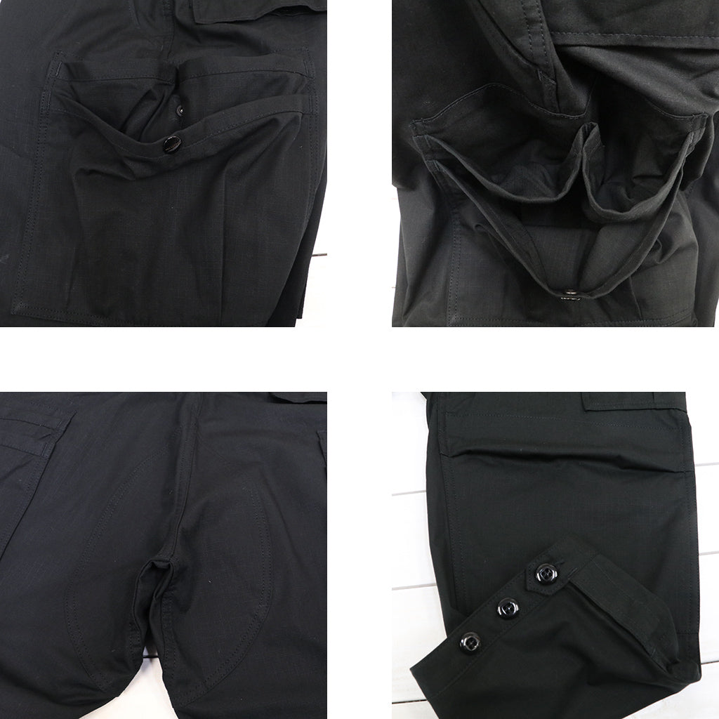 SASSAFRAS : OVERGROWN PANTS 4/5-ARMY RIPSTOP (BLACK)