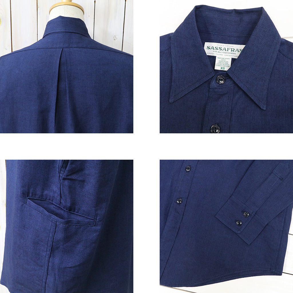 SASSAFRAS : WHEEL BARROW SHIRT-INDIGO CHAMBRAY (INDIGO)