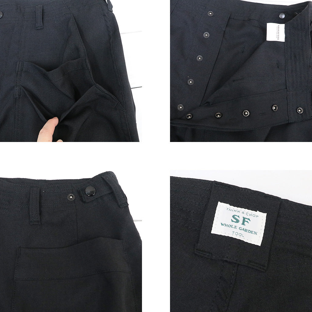 SASSAFRAS : OVERGROWN FATIGUE PANTS 1/2-WOOLINO (BLACK)