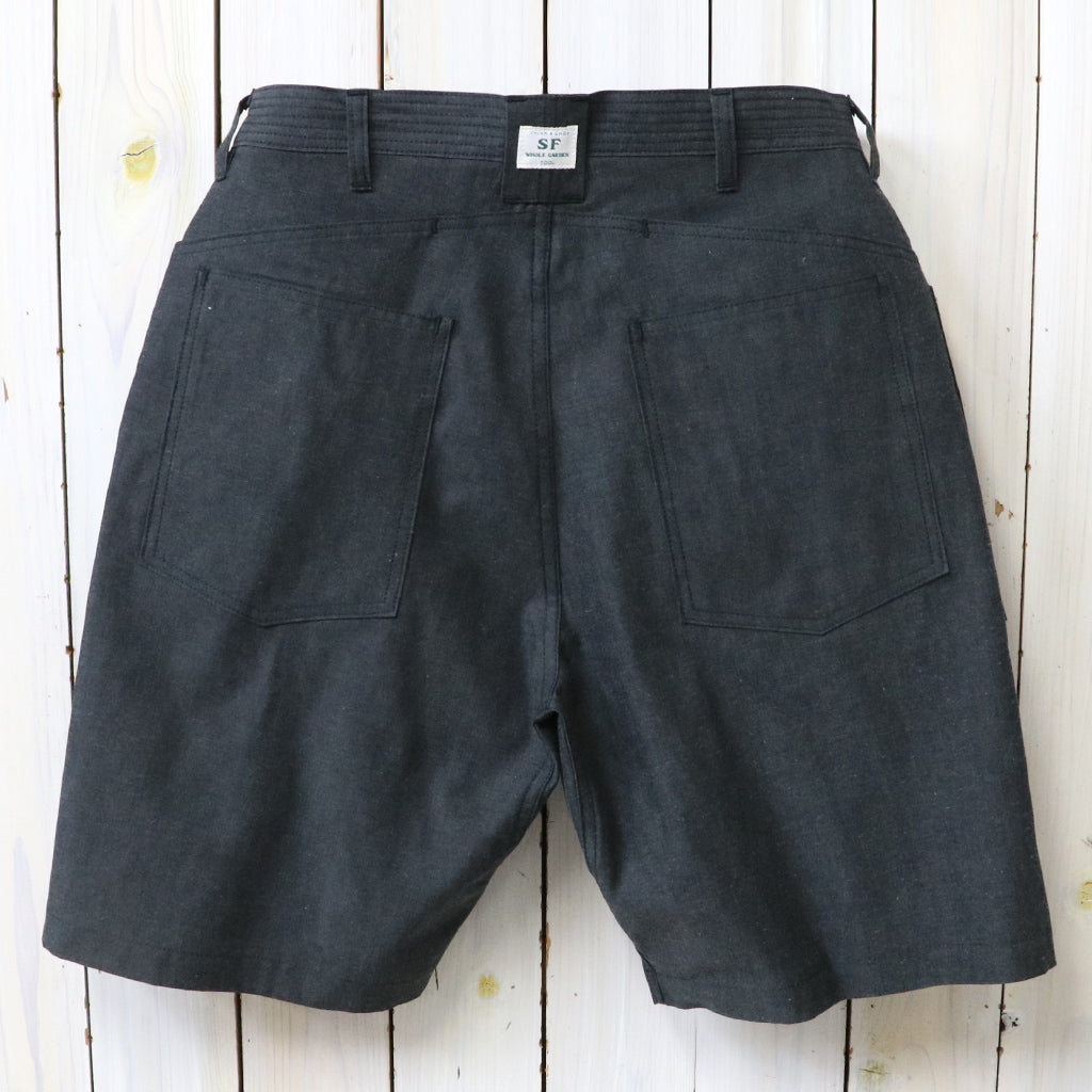 SASSAFRAS : D SCOOP PANTS 1/2-6oz CHAMBRAY (BLACK)
