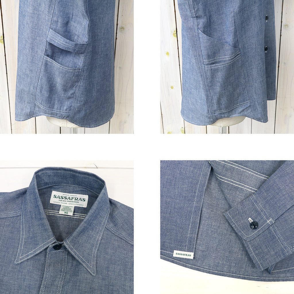 SASSAFRAS : GARDENER SHIRT-5oz CHAMBRAY (BLUE)