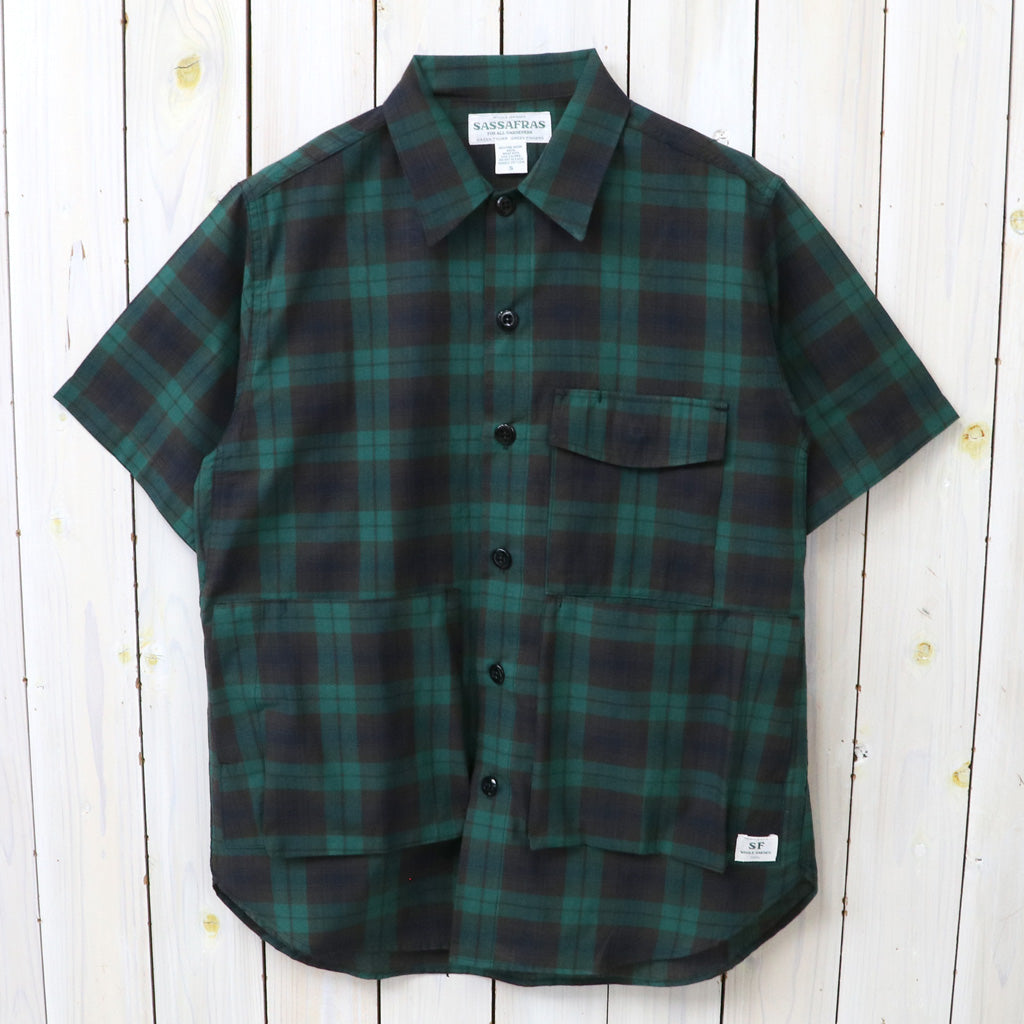 SASSAFRAS : DIGS CREW HALF 1/2-COTTON WEAVE (BLACK WATCH)
