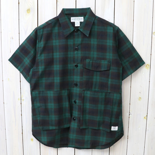 SASSAFRAS : DIGS CREW HALF 1/2-COTTON WEAVE (BLACK WATCH)