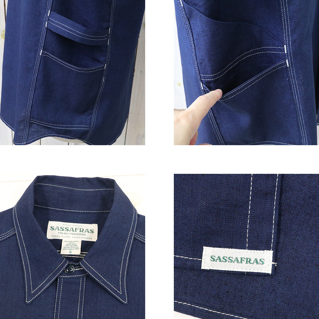 SASSAFRAS : GARDENER SHIRT 1/2-INDIGO CHAMBRAY
