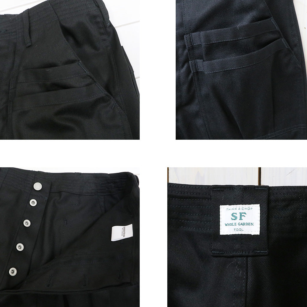 SASSAFRAS : OVERGROWN FATIGUE PANTS-T/C CHINO (BLACK)