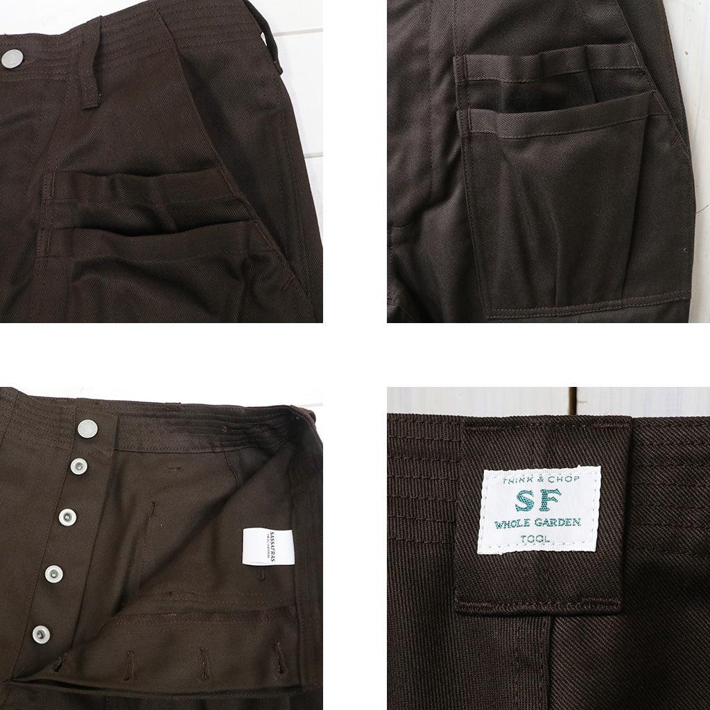 SASSAFRAS : OVERGROWN FATIGUE PANTS-T/C CHINO (BROWN)