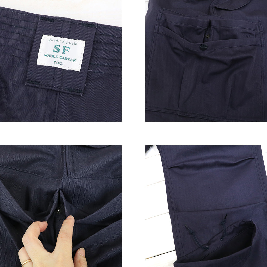 SASSAFRAS : OVERGROWN PANTS-HERRINGBONE TWILL (NAVY)