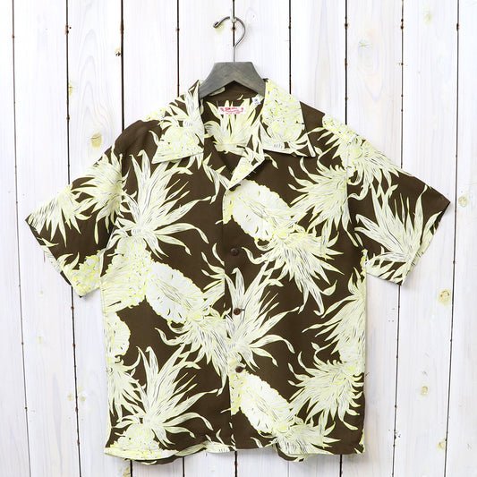 SUN SURF : S/S RAYON HAWAIIAN SHIRT -ISLAND PINEAPPLE (BROWN)