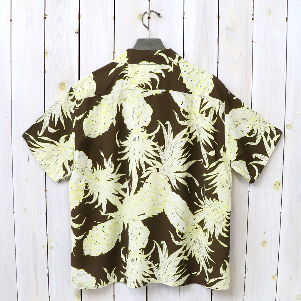 SUN SURF : S/S RAYON HAWAIIAN SHIRT -ISLAND PINEAPPLE (BROWN)