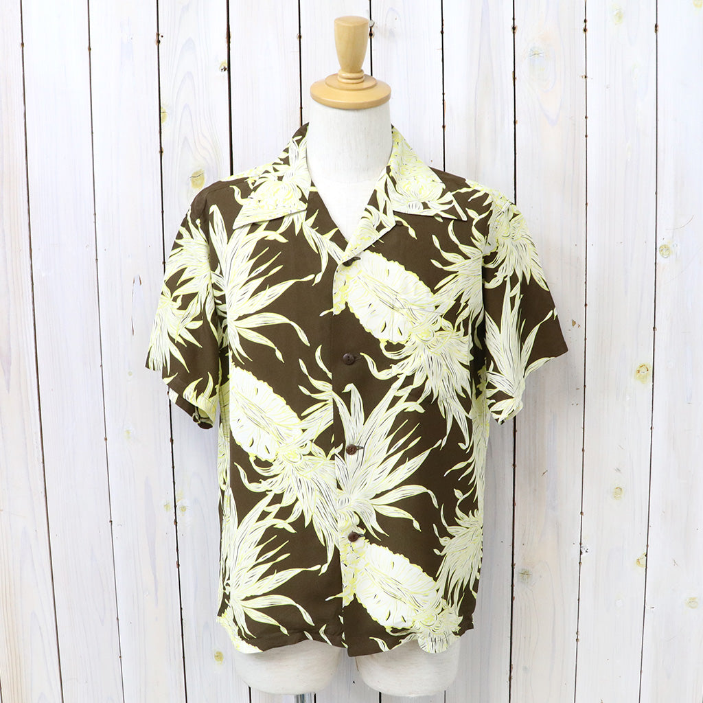 SUN SURF : S/S RAYON HAWAIIAN SHIRT -ISLAND PINEAPPLE (BROWN)