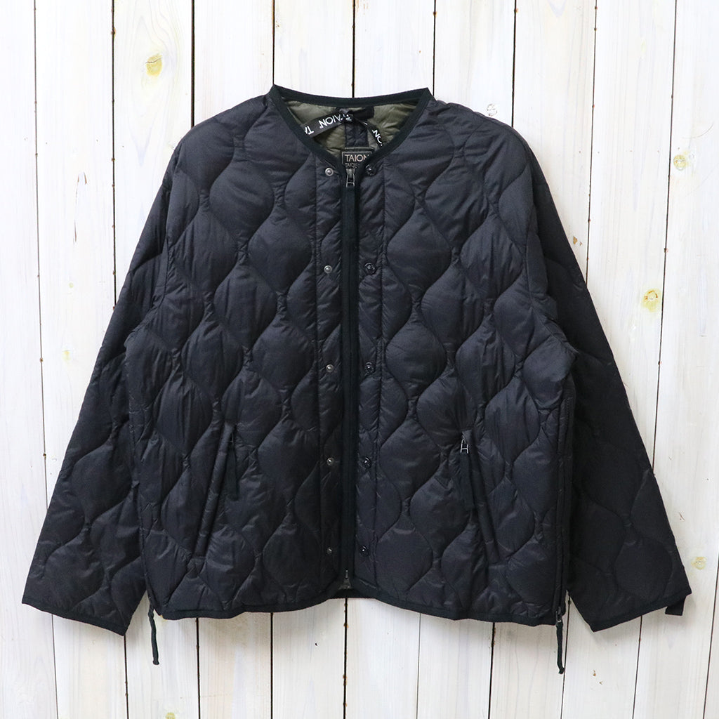 TAION : MILITARY M65 LINER W-ZIP SHORT DOWN JACKET-SOFT SHELL (BLACK)