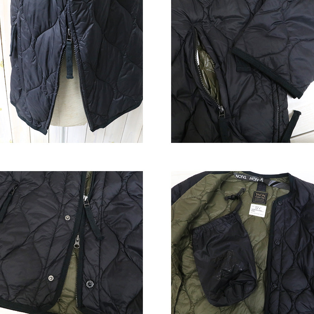 TAION : MILITARY M65 LINER W-ZIP SHORT DOWN JACKET-SOFT SHELL (BLACK)