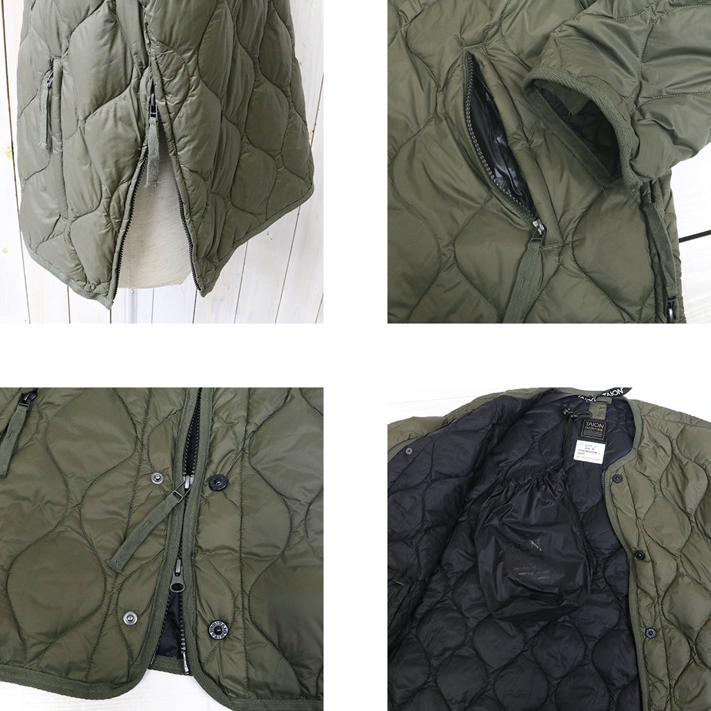 TAION : MILITARY M65 LINER W-ZIP SHORT DOWN JACKET-SOFT SHELL (DARK OLIVE)