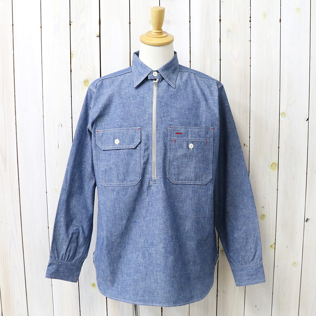WAREHOUSE : Lot 3062 CHAMBRAY WORK SHIRTS(HALF ZIP) (CHAMBRAY)
