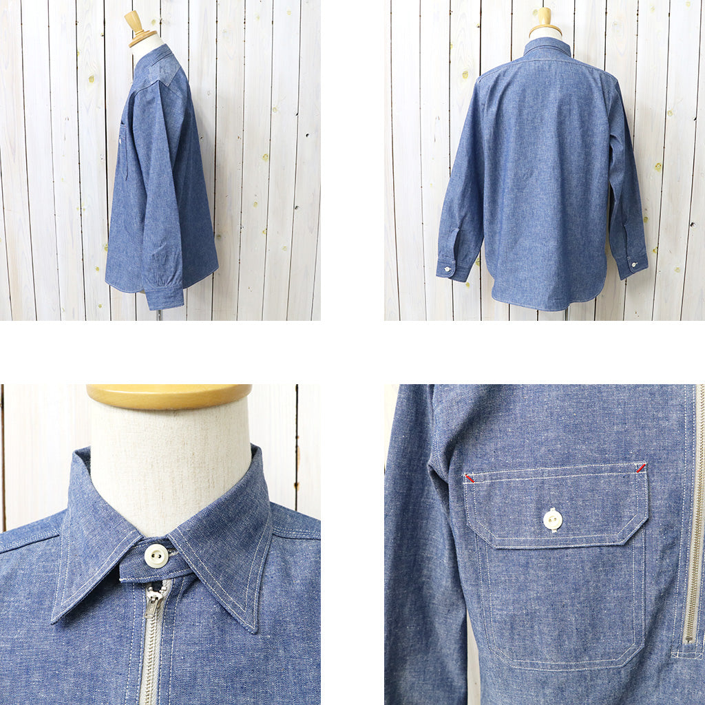 WAREHOUSE : Lot 3062 CHAMBRAY WORK SHIRTS(HALF ZIP) (CHAMBRAY)