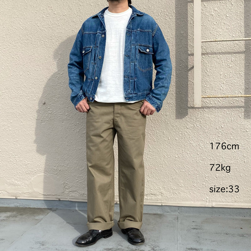 WAREHOUSE『Lot 1213 MILITARY HERRINGBONE UTILITY PANTS』(ODグリーン)