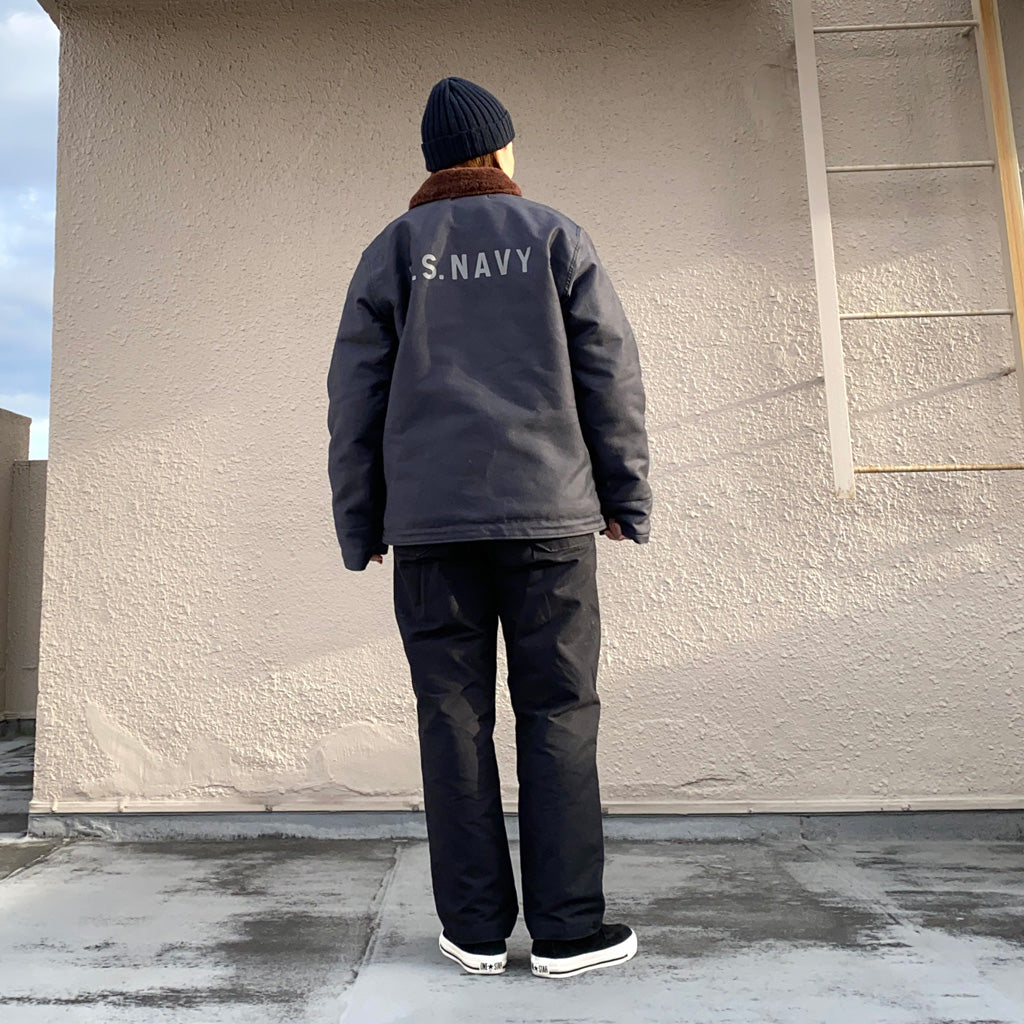 WAREHOUSE『Lot 2181 N-1 WINTER JACKET(BLUE JUNGLE CLOTH) NAVY BLUE(NXss-23181)プリント有』(NAVY)