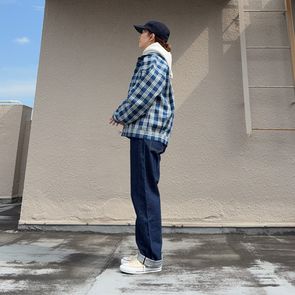 WAREHOUSE : Lot 2231 1900’S INDIGO BLUE and WHITE CHECK BLOUSE (CHECK)