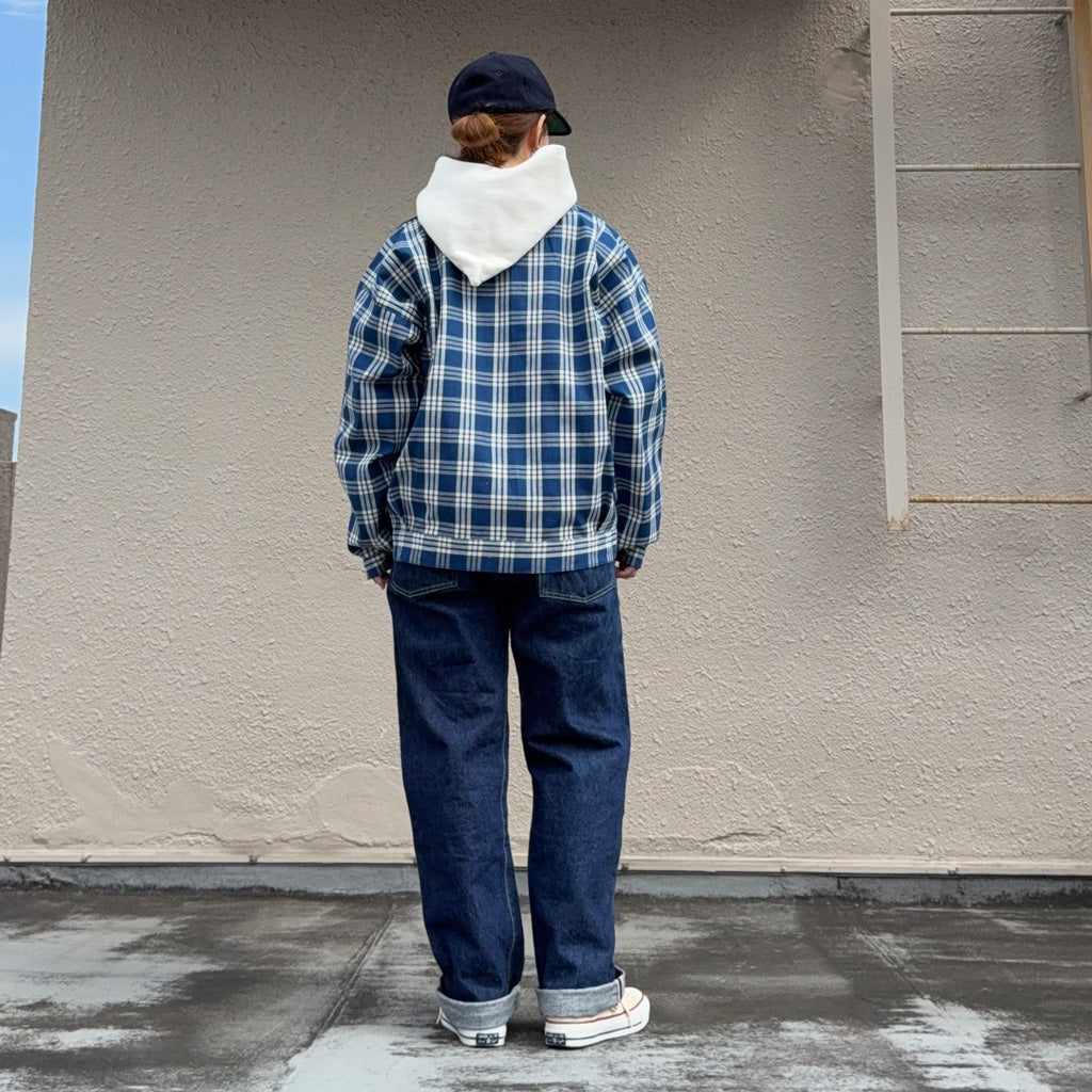 WAREHOUSE : Lot 2231 1900’S INDIGO BLUE and WHITE CHECK BLOUSE (CHECK)