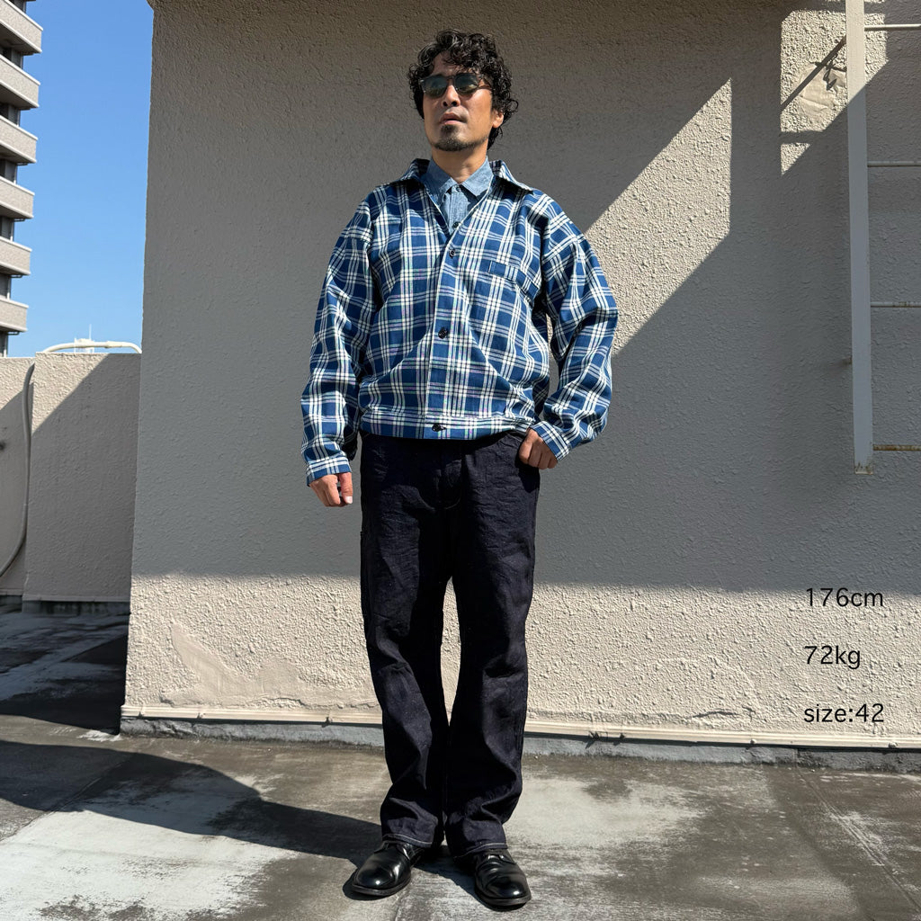 WAREHOUSE : Lot 2231 1900’S INDIGO BLUE and WHITE CHECK BLOUSE (CHECK)