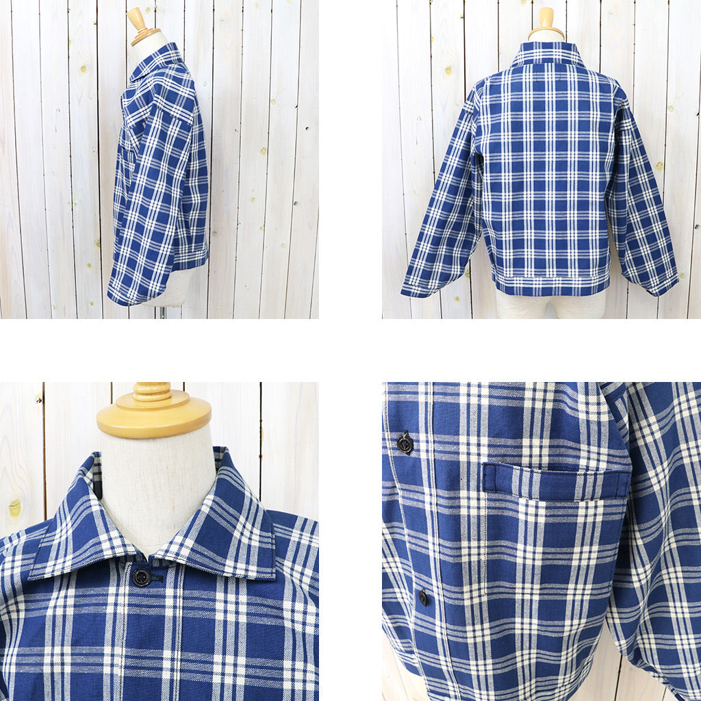 WAREHOUSE : Lot 2231 1900’S INDIGO BLUE and WHITE CHECK BLOUSE (CHECK)