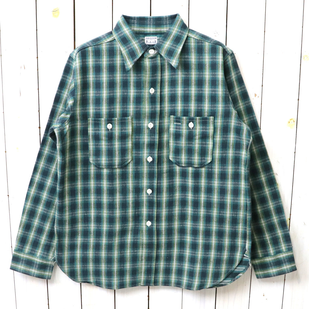 John Gluckow : Lot JG-06-2 The Everyday Flannel-flapless pockets (E柄 DARK GREEN)