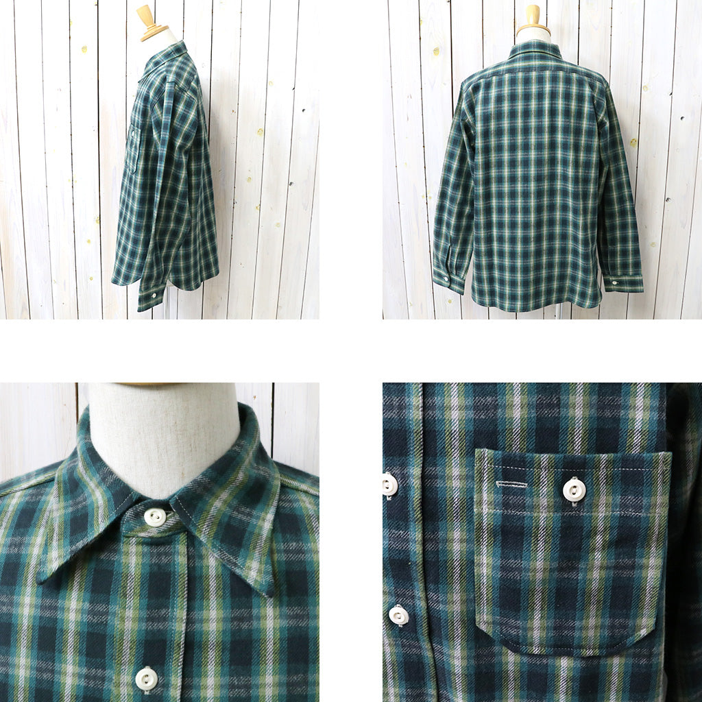 John Gluckow : Lot JG-06-2 The Everyday Flannel-flapless pockets (E柄 DARK GREEN)