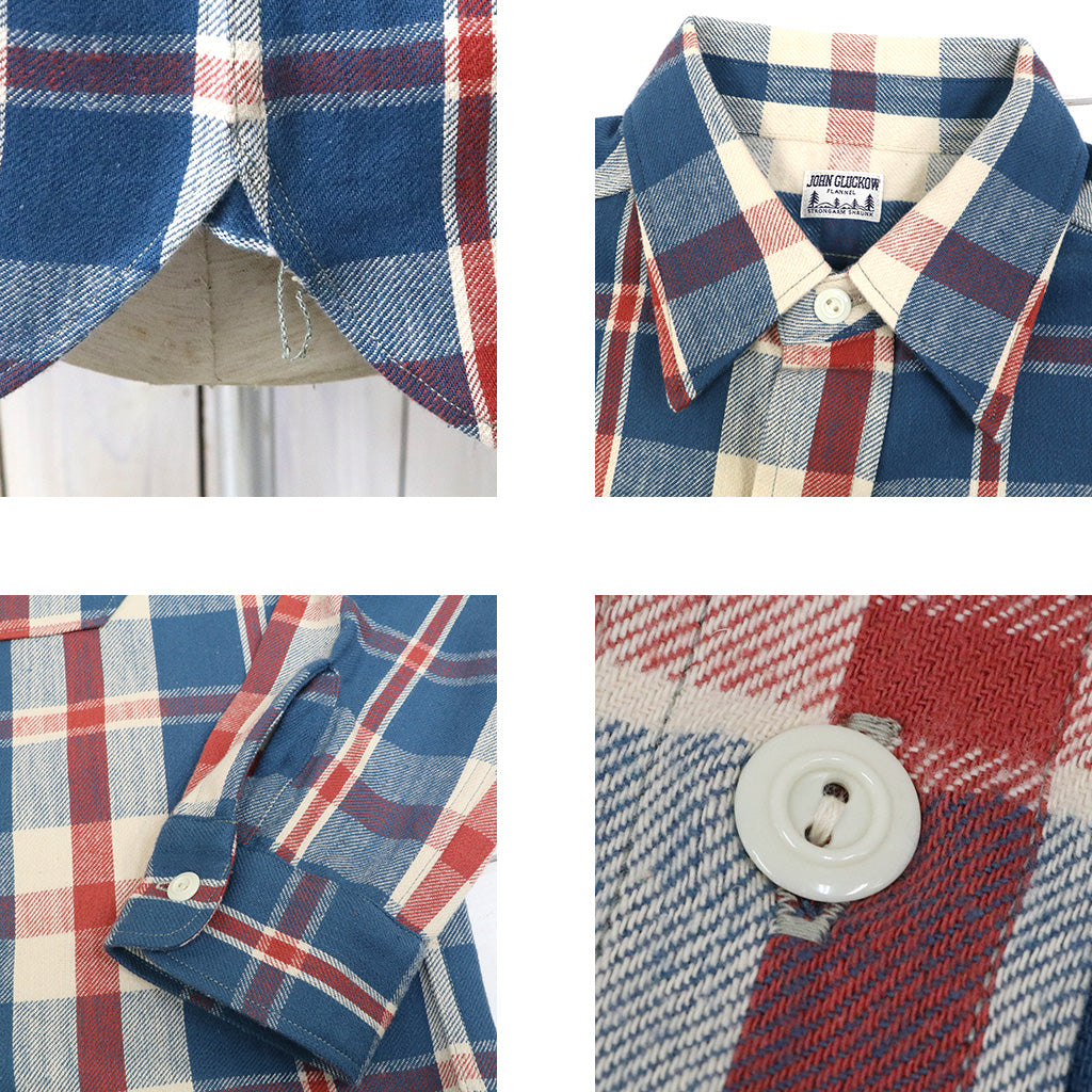 John Gluckow : Lot JG-06-2 The Modern Flannel-the notched pockets (A柄 BLUE/RED)