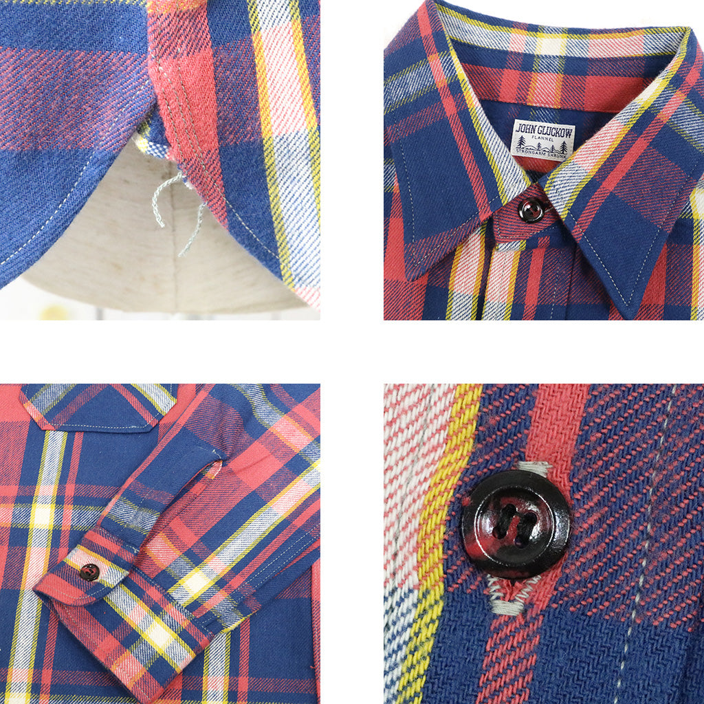John Gluckow : Lot JG-06-2 The Modern Flannel-the notched pockets (B柄 NAVY/RED)