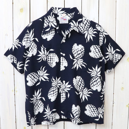 DUKE KAHANAMOKU : S/S RAYON HAWAIIAN SHIRT-DUKE’S PINEAPPLE (NAVY)