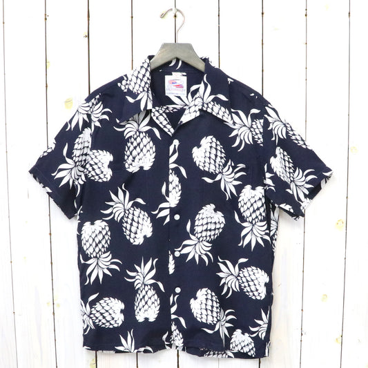 DUKE KAHANAMOKU : S/S RAYON HAWAIIAN SHIRT -DUKE’S PINEAPPLE (NAVY)