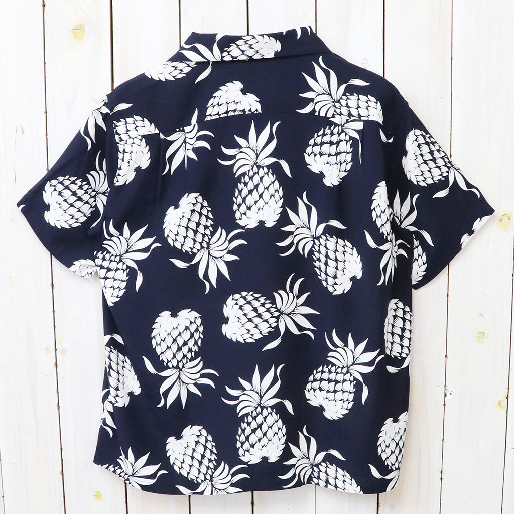 DUKE KAHANAMOKU : S/S RAYON HAWAIIAN SHIRT-DUKE’S PINEAPPLE (NAVY)