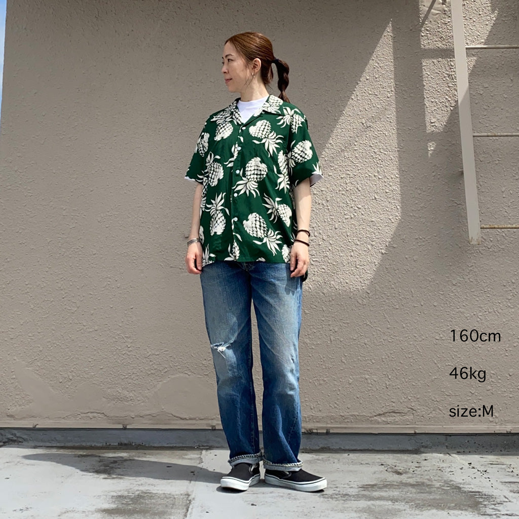DUKE KAHANAMOKU : S/S RAYON HAWAIIAN SHIRT -DUKE’S PINEAPPLE (GREEN)