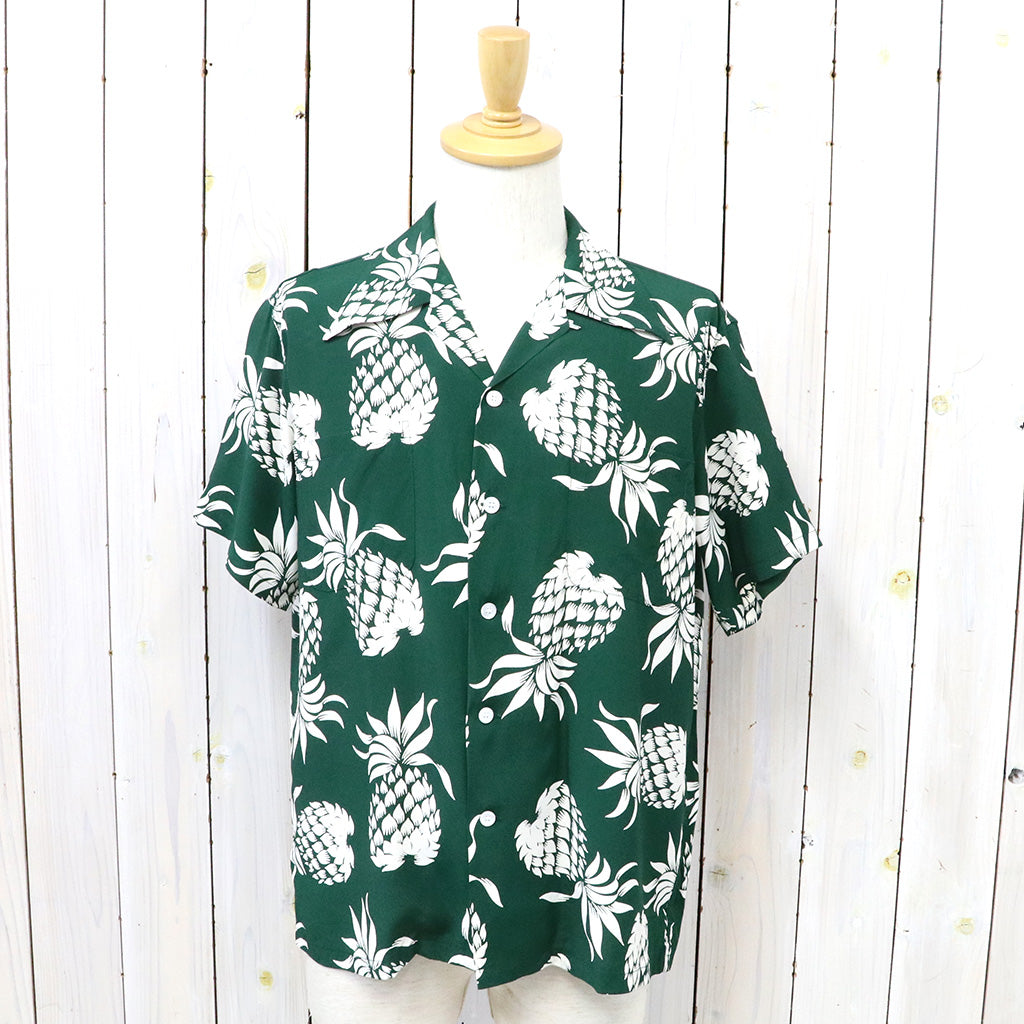 DUKE KAHANAMOKU : S/S RAYON HAWAIIAN SHIRT -DUKE’S PINEAPPLE (GREEN)
