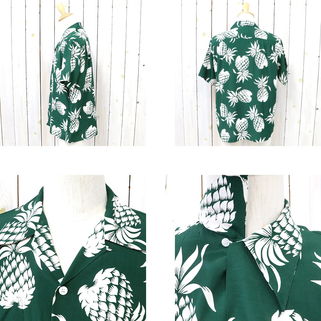 DUKE KAHANAMOKU : S/S RAYON HAWAIIAN SHIRT -DUKE’S PINEAPPLE (GREEN)