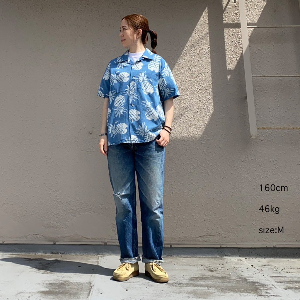 DUKE KAHANAMOKU『S/S INDIGO COTTON HAWAIIAN SHIRT -DUKE’S PINEAPPLE』(BLUE)