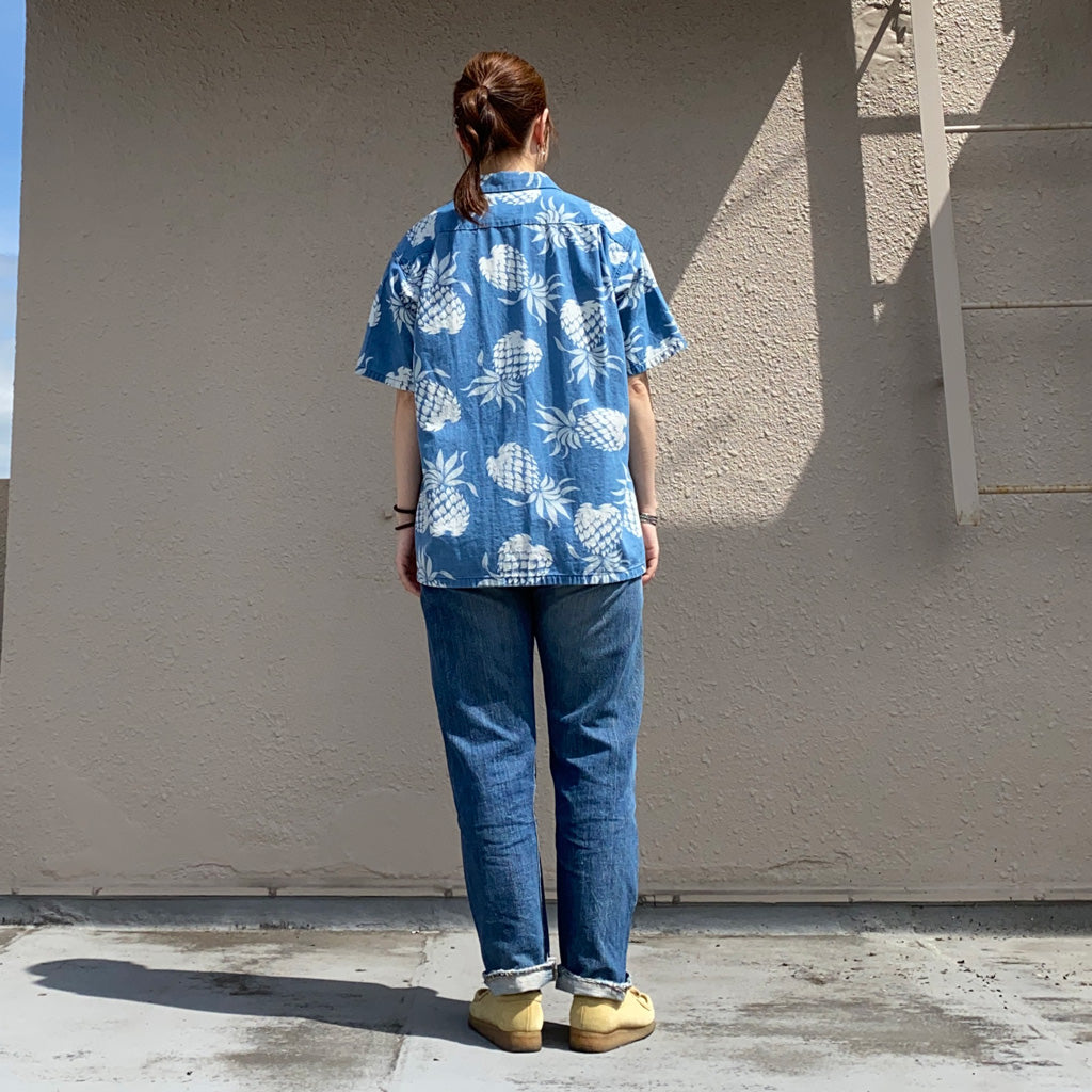 DUKE KAHANAMOKU『S/S INDIGO COTTON HAWAIIAN SHIRT -DUKE’S PINEAPPLE』(BLUE)
