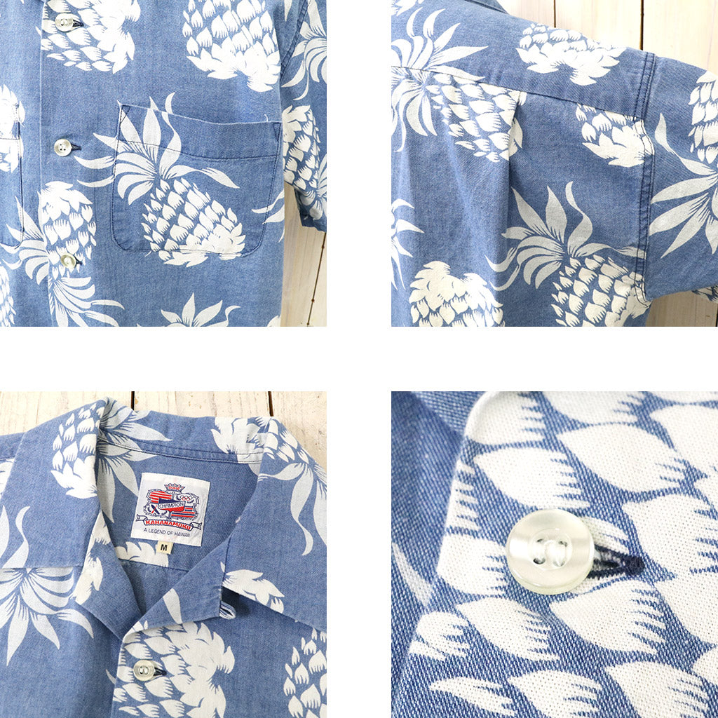 DUKE KAHANAMOKU『S/S INDIGO COTTON HAWAIIAN SHIRT -DUKE’S PINEAPPLE』(BLUE)