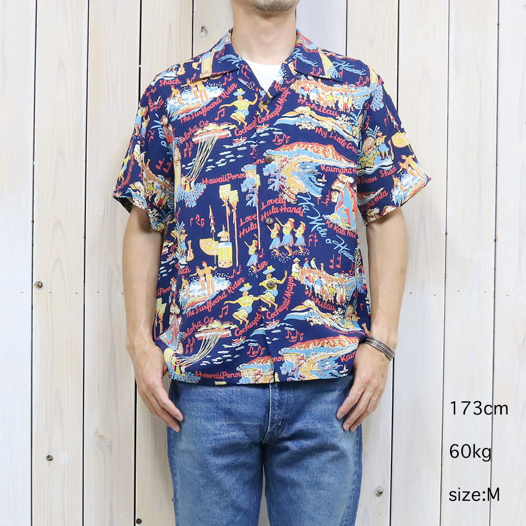 SUN SURF『S/S RAYON HAWAIIAN SHIRT-THE SONG OF HAWAII』(NAVY)