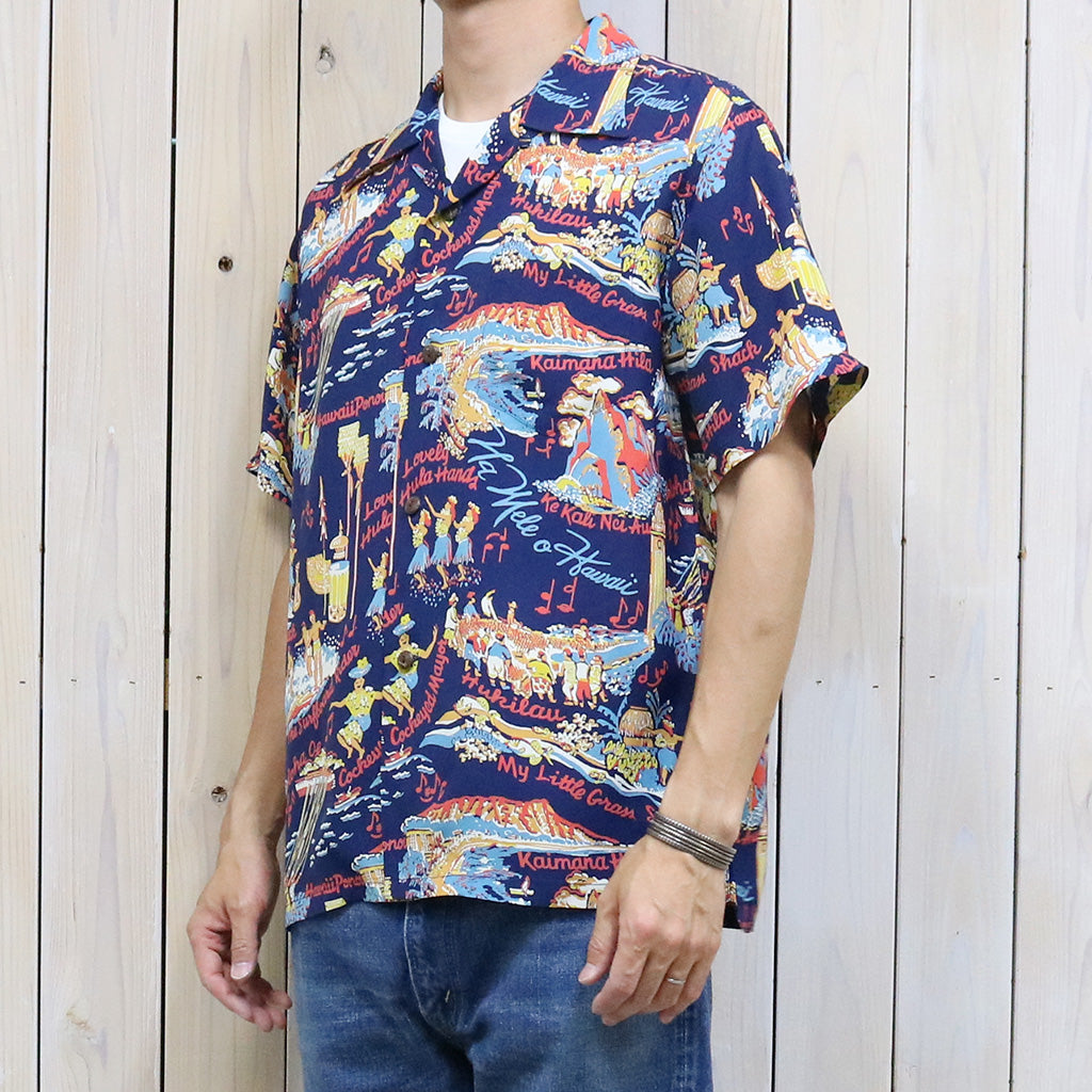 SUN SURF『S/S RAYON HAWAIIAN SHIRT-THE SONG OF HAWAII』(NAVY)