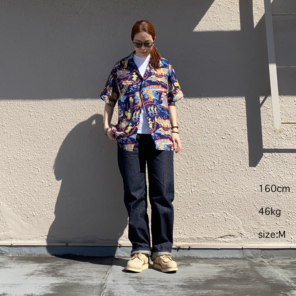 SUN SURF『S/S RAYON HAWAIIAN SHIRT-THE SONG OF HAWAII』(NAVY)
