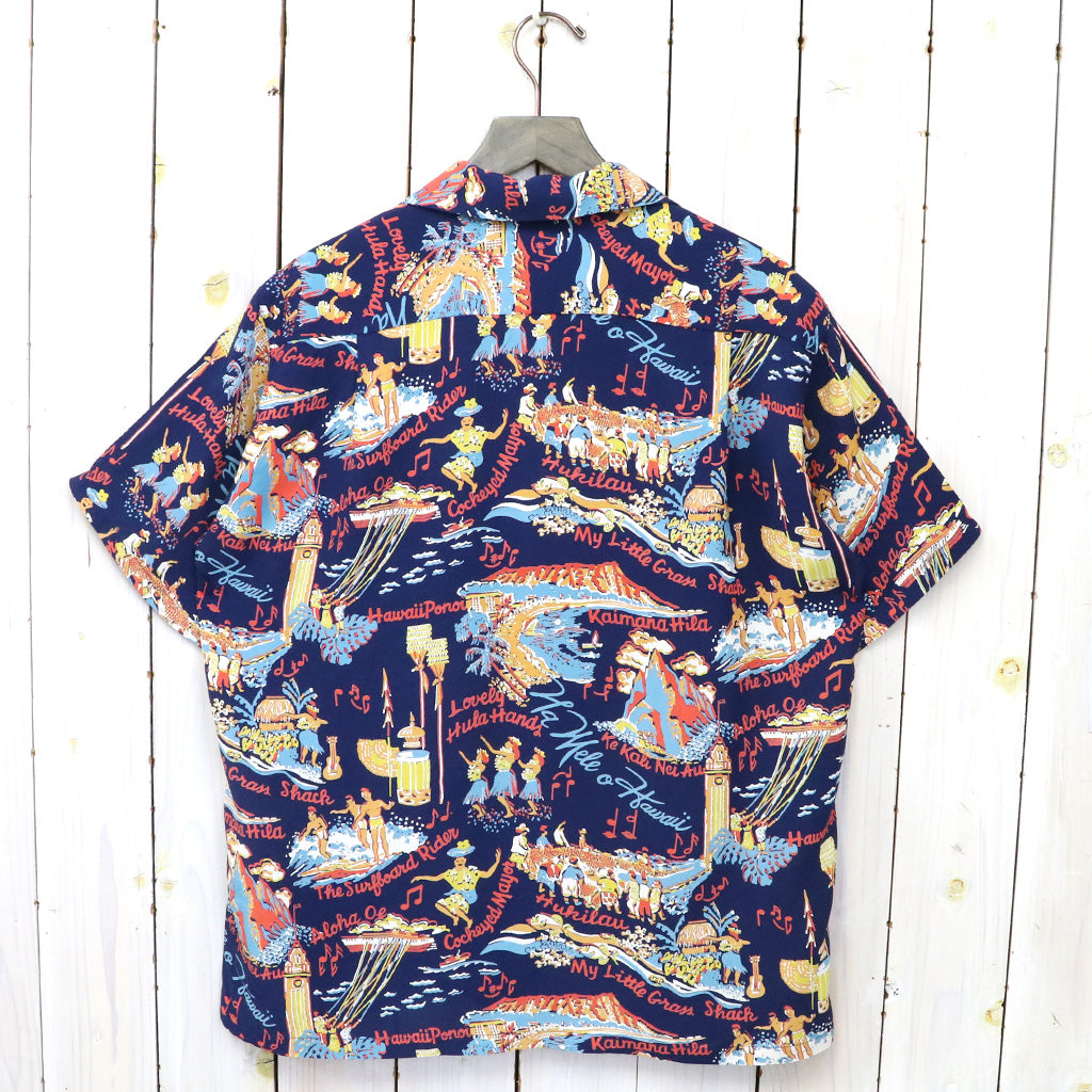 SUN SURF『S/S RAYON HAWAIIAN SHIRT-THE SONG OF HAWAII』(NAVY)