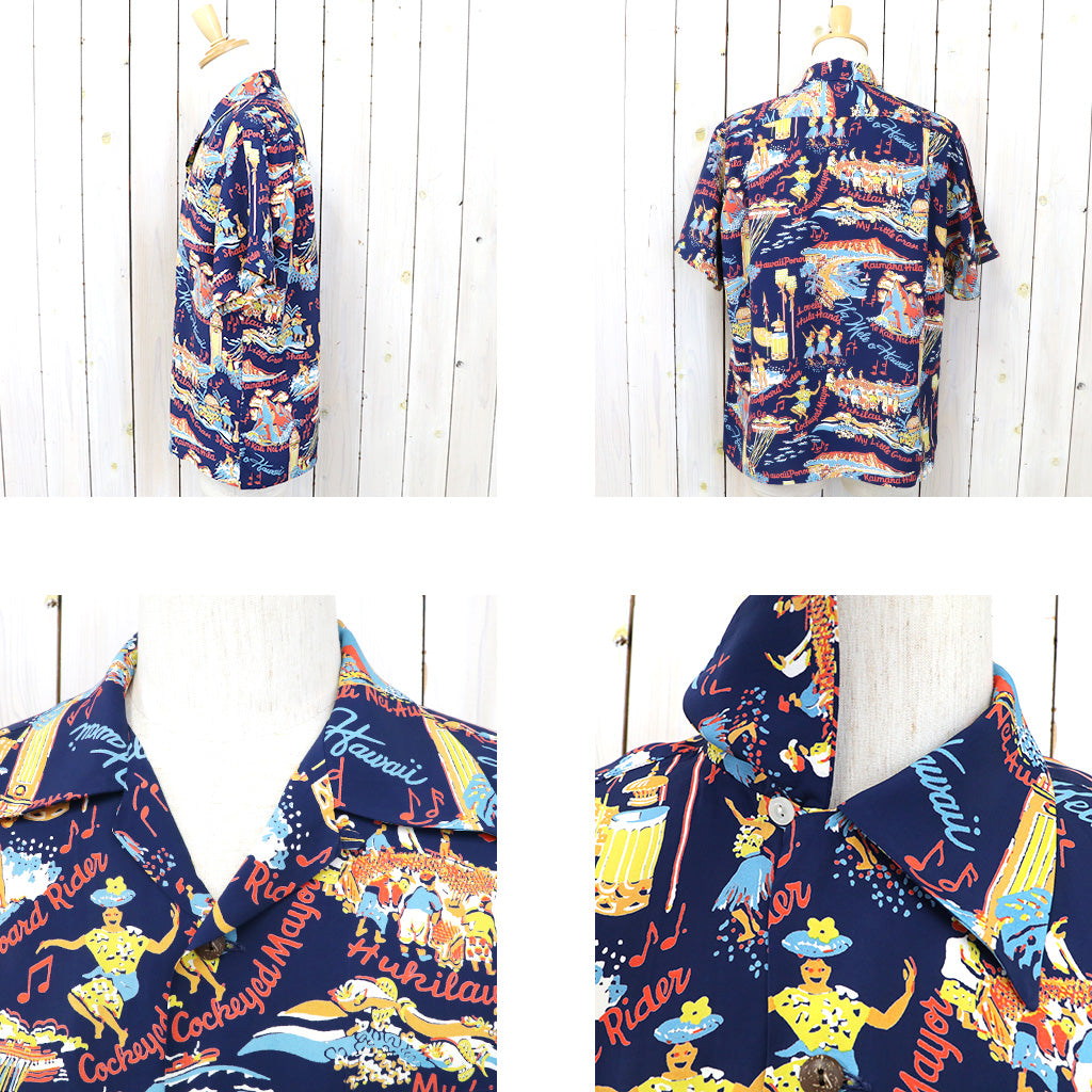 SUN SURF『S/S RAYON HAWAIIAN SHIRT-THE SONG OF HAWAII』(NAVY)