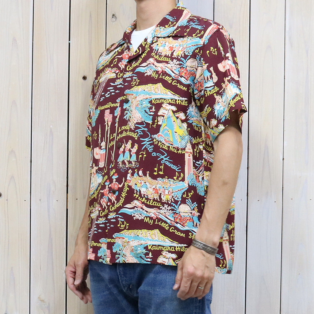 SUN SURF『S/S RAYON HAWAIIAN SHIRT-THE SONG OF HAWAII』(BROWN)