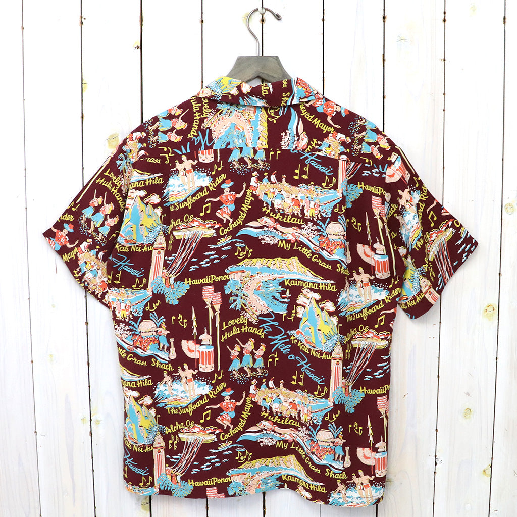 SUN SURF『S/S RAYON HAWAIIAN SHIRT-THE SONG OF HAWAII』(BROWN)