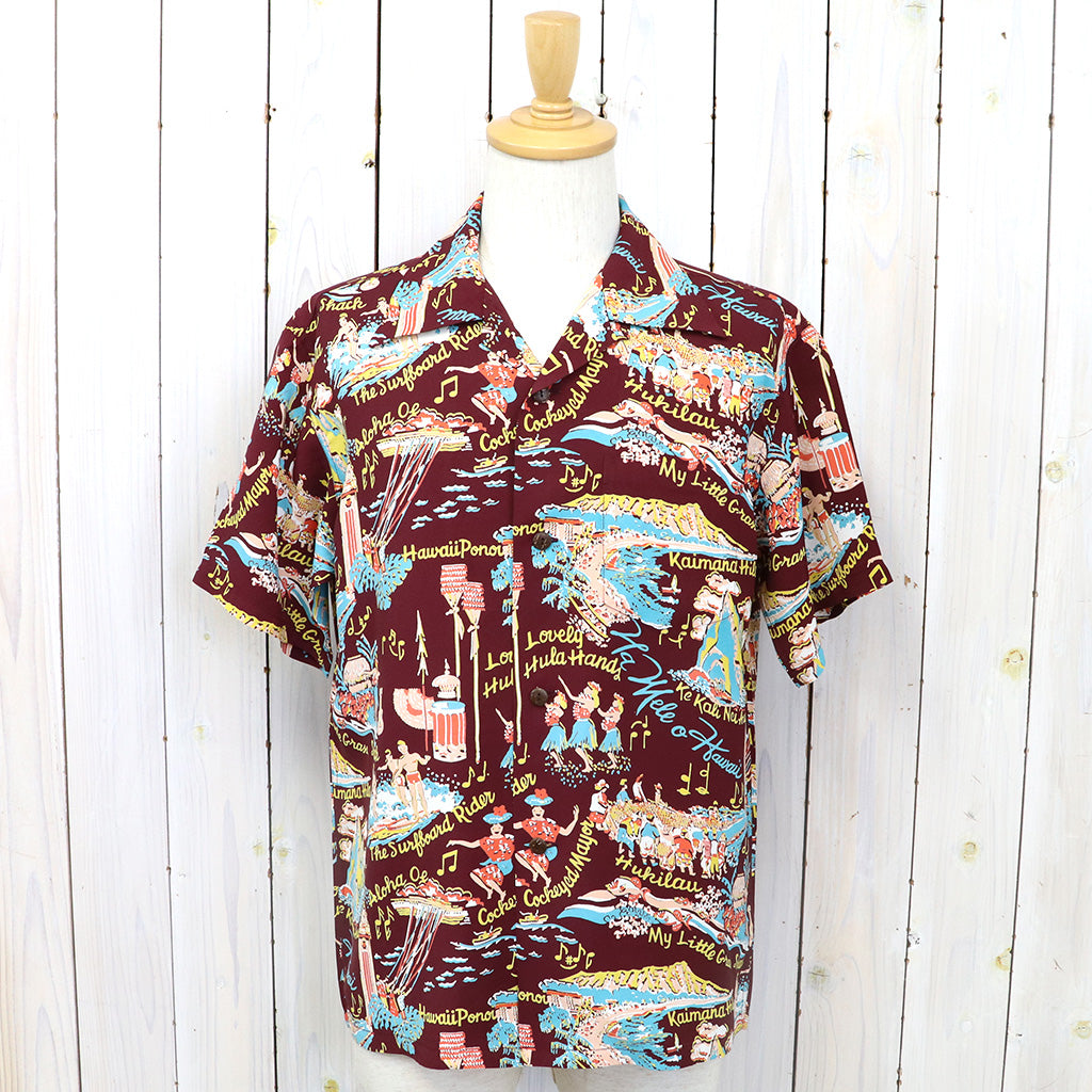 SUN SURF『S/S RAYON HAWAIIAN SHIRT-THE SONG OF HAWAII』(BROWN)