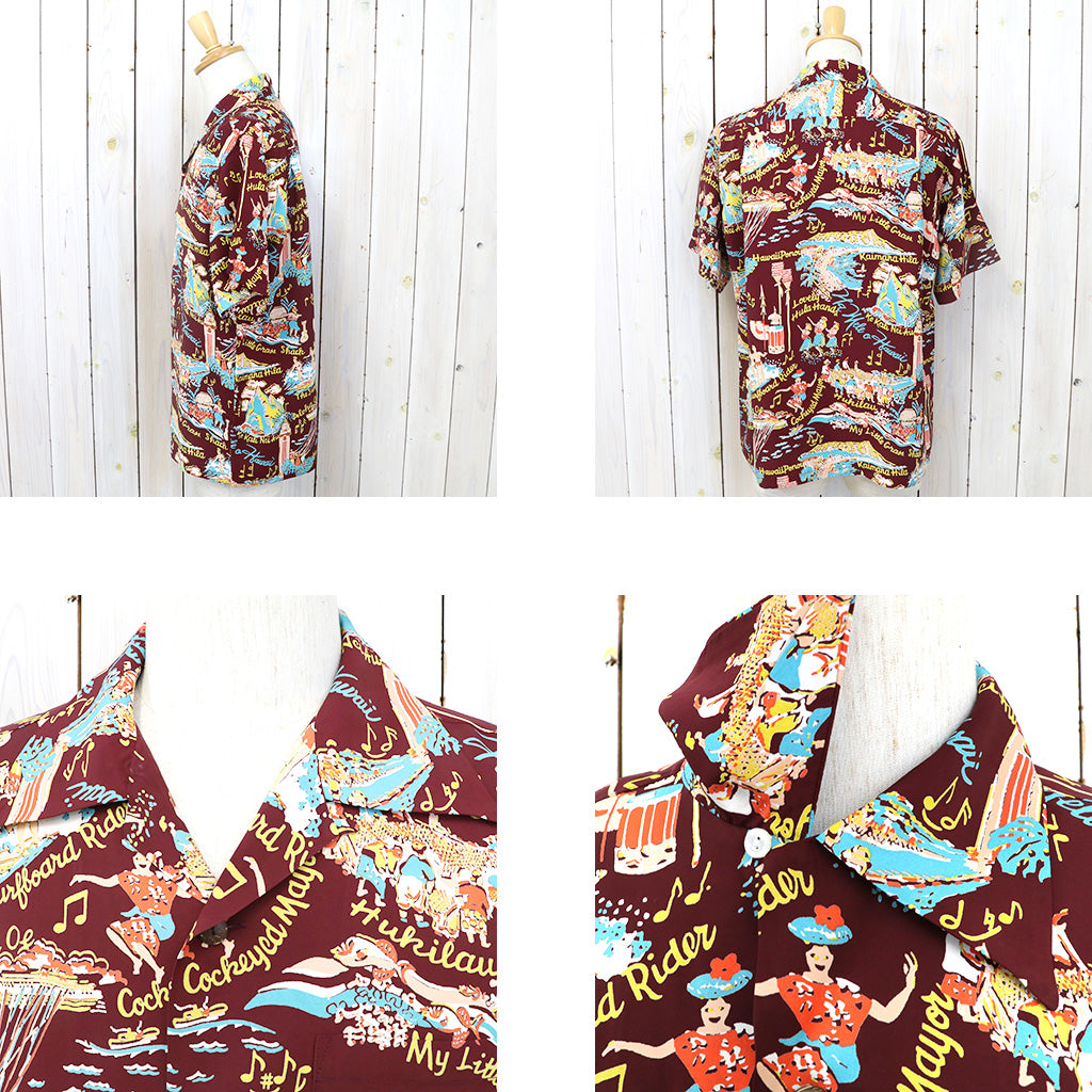 SUN SURF『S/S RAYON HAWAIIAN SHIRT-THE SONG OF HAWAII』(BROWN)