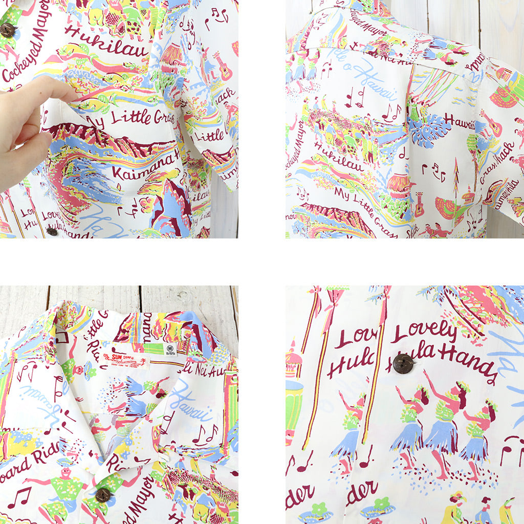 SUN SURF『S/S RAYON HAWAIIAN SHIRT-THE SONG OF HAWAII』(OFF WHITE)